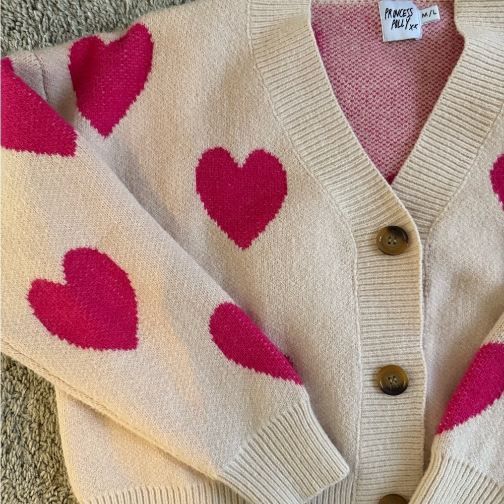Princess Polly light pink and hot pink Heart Sweater